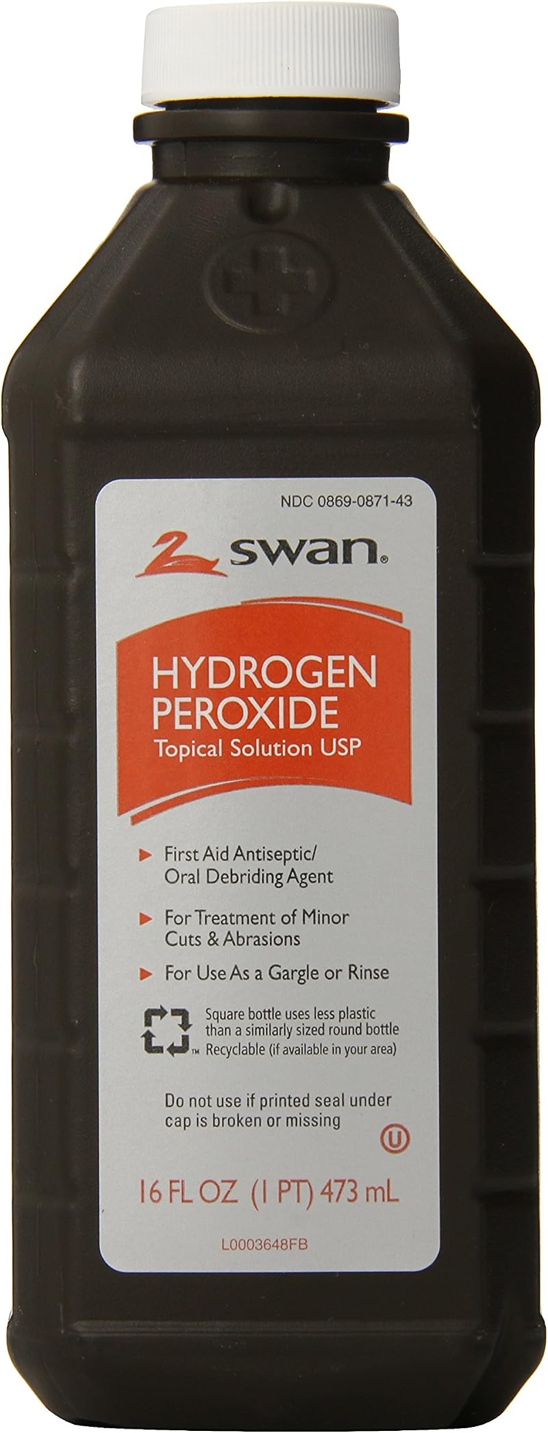Swan Hydrogen Peroxide Antiseptic Solution 16 Oz Bottle