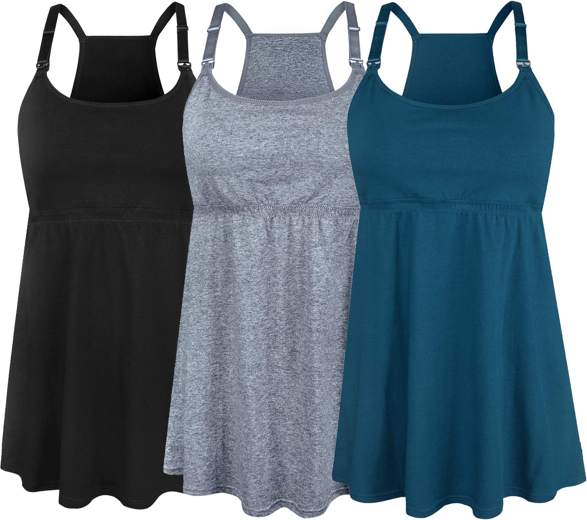 SUIEKWomens Maternity Nursing Tank Tops Cotton Camisole Breastfeeding Nightgown