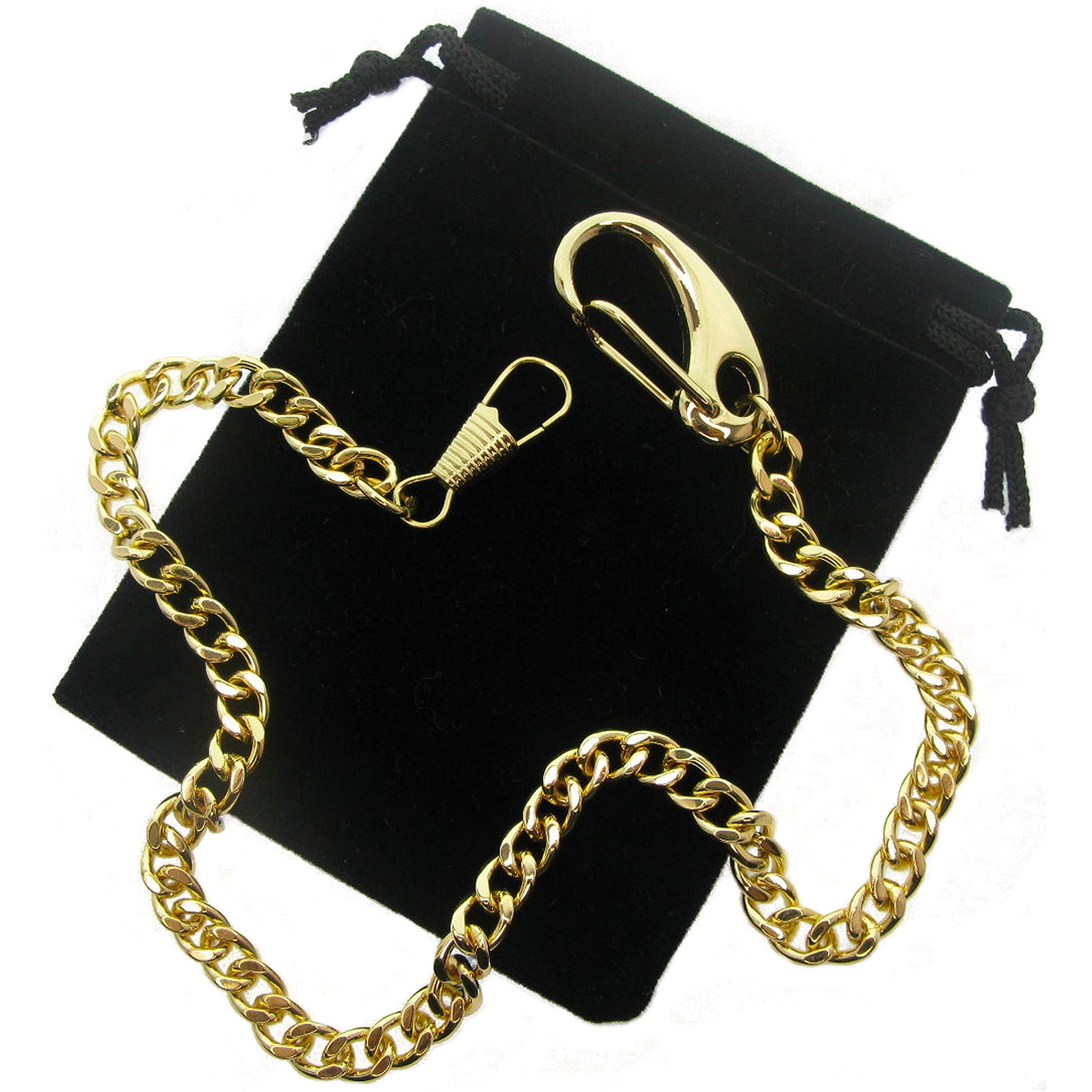 watchvshop Pocket Watch Chain Albert Chain Gold Tone Fine Polish Vest Chain with Large Lobster Claw Clasp FC12A