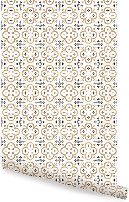 Amazon Co Jp Simple Shapes フラワーモロッコタイル壁紙 剥がして貼るだけ Single Sheet 2ft X 4ft W9222 ホーム キッチン