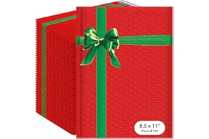 BAYLUE Christmas Poly Bubble Mailers | #2 Cushion Mailer, 8.5"x11" | Self Seal | Holiday Themed, Red Green Gift Packaging Envelope | Xmas Padded Envelopes | Shipping Bags Mailing Envelopes | 100 pack Bulk