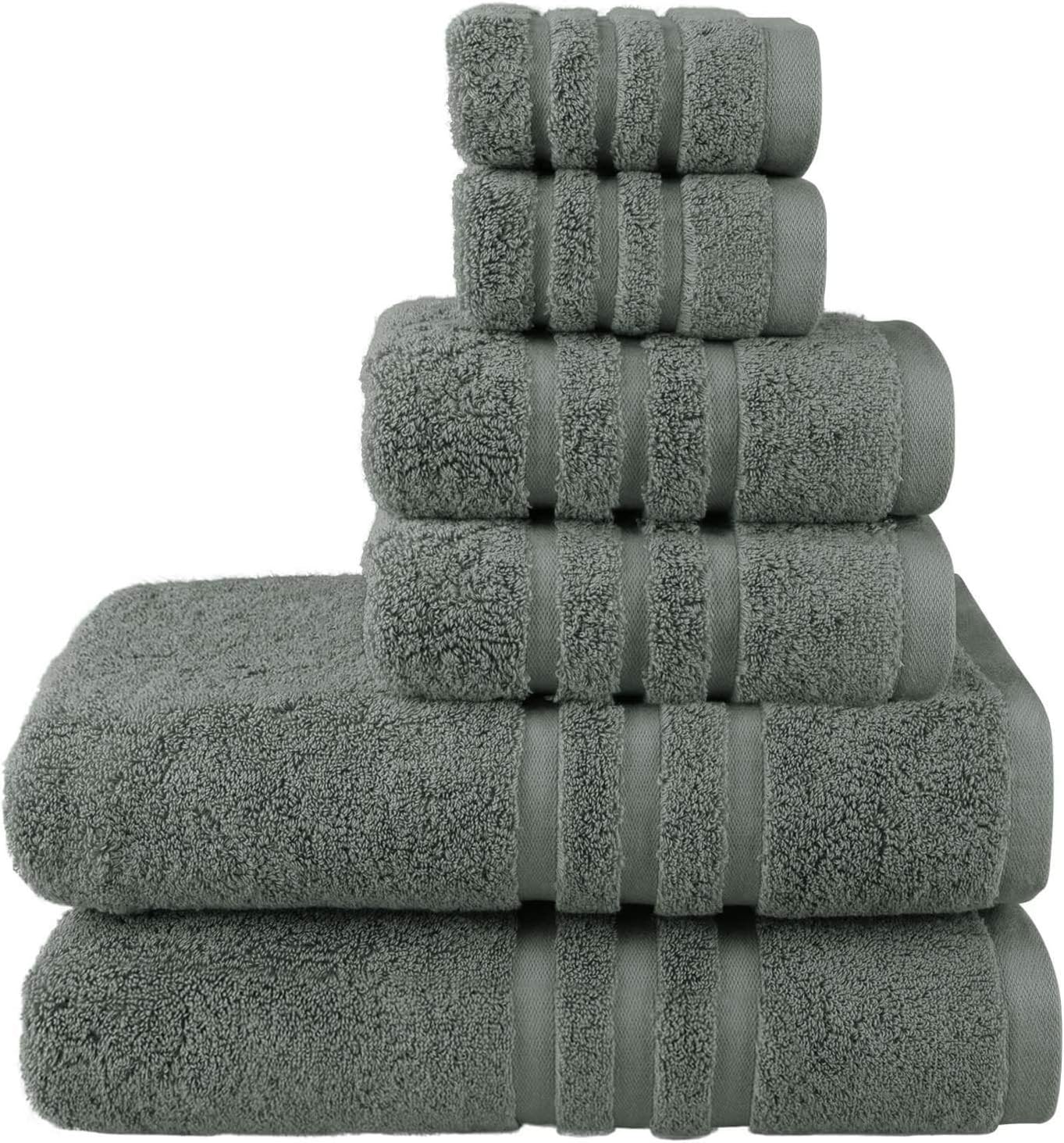 Josmon Towel Sets, 100% Cotton Bath Towels Set 6 Pieces for Bathroom, Luxury Highly Absorbent Hotel Spa Gym 2 Bath Towels 2 Hand Towels 2 Washcloths, Grey: Kitchen & Dining