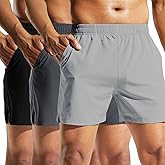 MIER Mens 3 Pack Running Athletic Shorts 5 Inch Quick Dry Lightweight Gym Workout Training Sports Shorts with Pockets