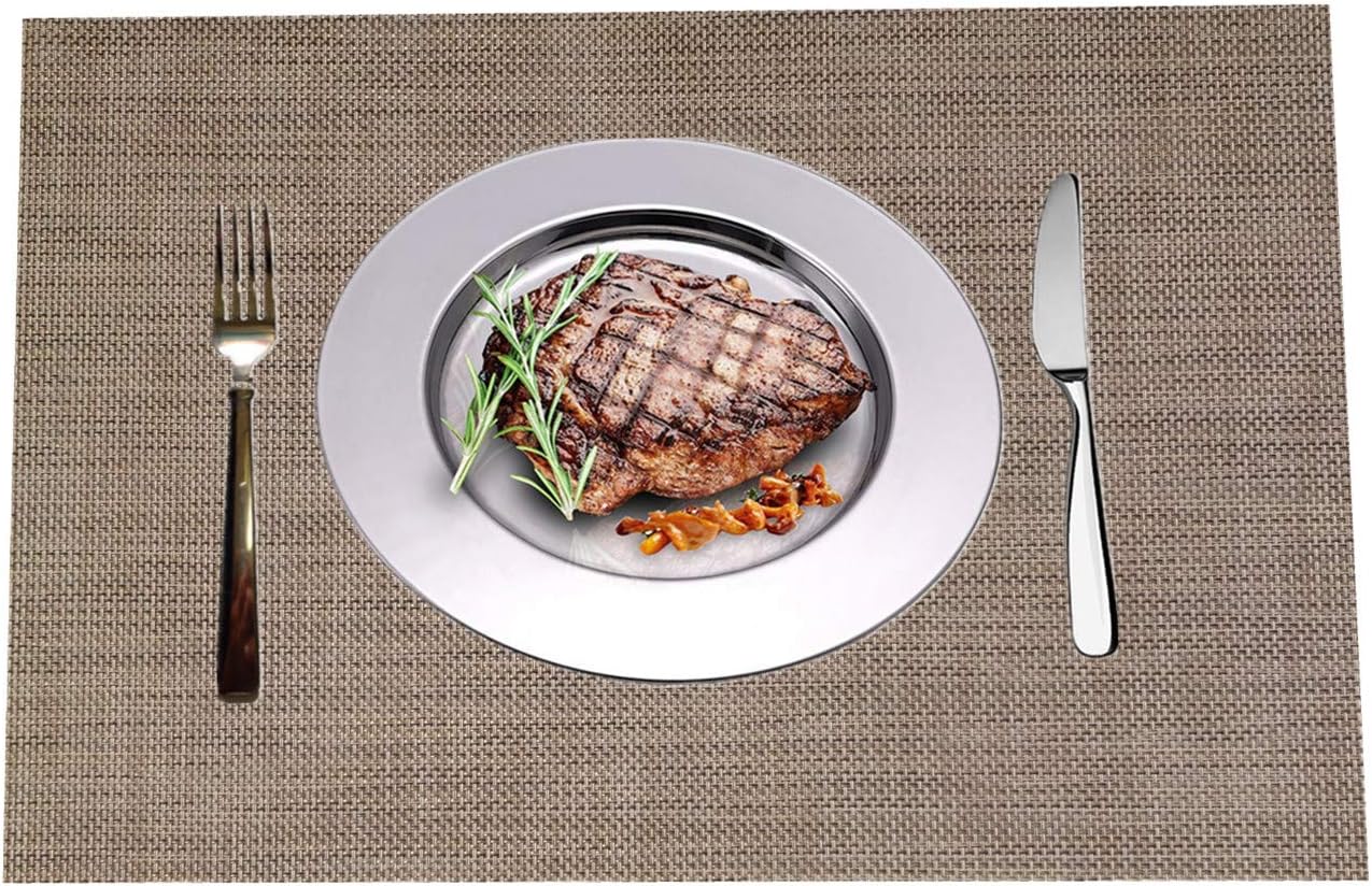 WANGCHAO Placemats Set of 8 Heat Insulation Stain Resistant Placemat for Dining Table Durable Crossweave Woven Vinyl Kitchen Table Mats Placemat (Linen, Set of 8): Home & Kitchen