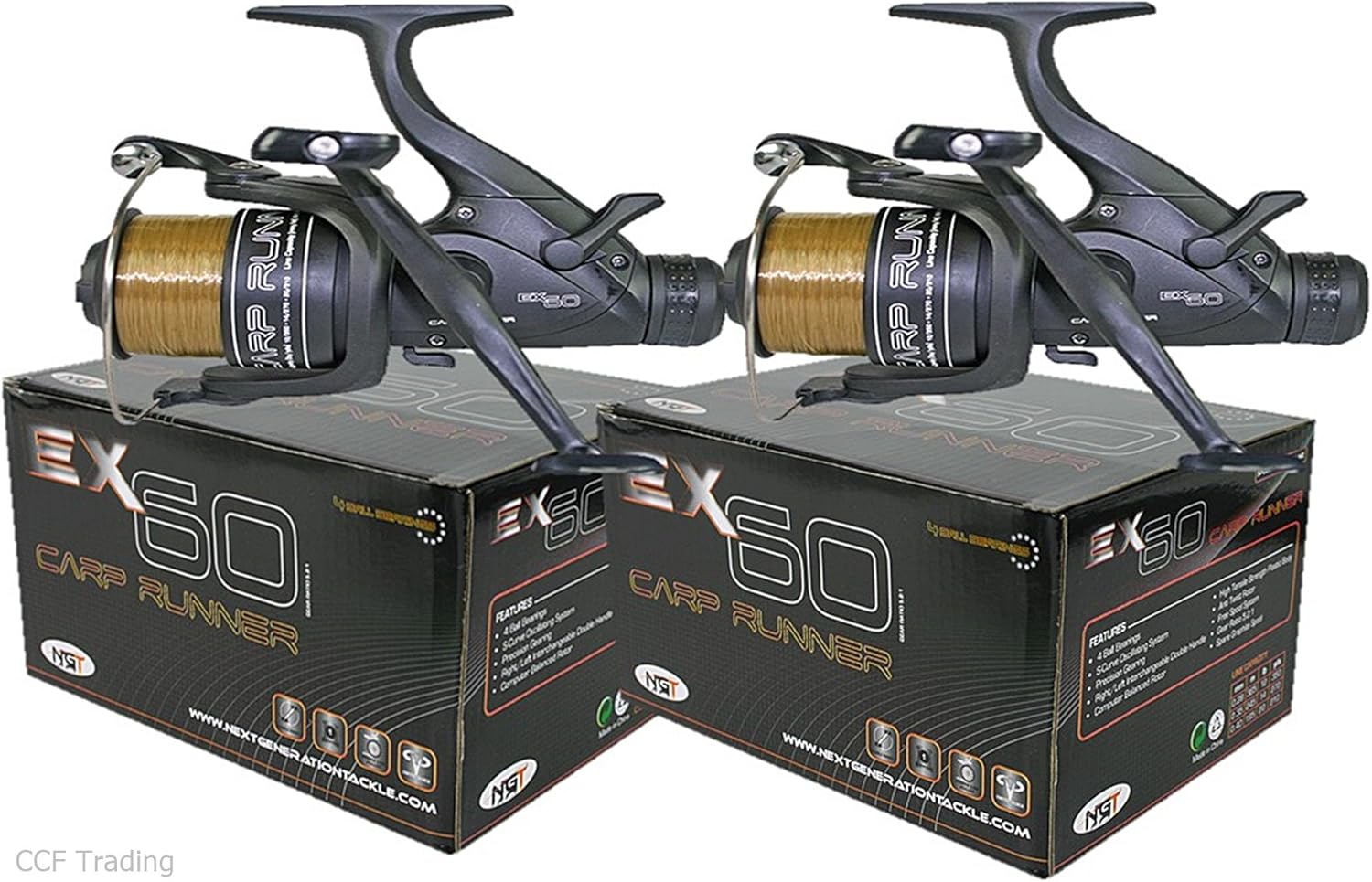 NGT EX60 Carp Pike Coarse Fishing Reels Baitrunner Reel Loaded With