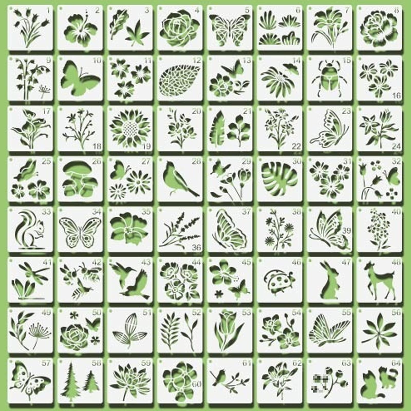 Pack of 128 Reusable Plastic Stencils Templates Stencil Reusable Plastic Templates Flowers Stencils Small Painting Set Stencils Set for Scrapbooking Wood Furniture Canvas Decoration