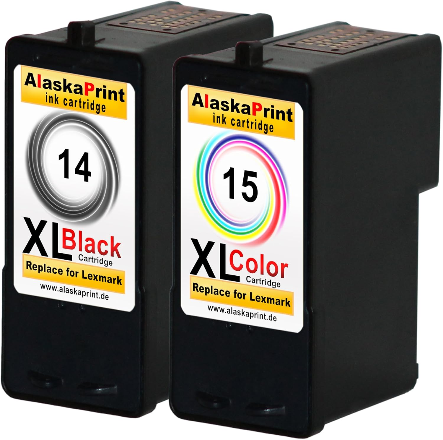 Premium Set of 2 Compatible printer Ink cartridges As a replacement for Lexmark 14 XL + 15 XL