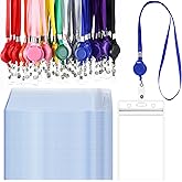 Marspark 50 Set Lanyard with ID Holder Include Flat Lanyard with Retractable Badge Reel and Clear Vertical Card for Offices(10 Colors)