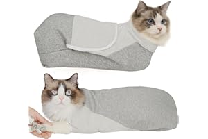 Pawfun Self-Adhesive Cat Grooming Wrap, Cozy Cat Wrap for Cutting Nails, Breathable Anti-Scratch Cat Swaddle Bag for Brushing, Ear Cleaning, Dental Care, Medication, Injections,Grey L