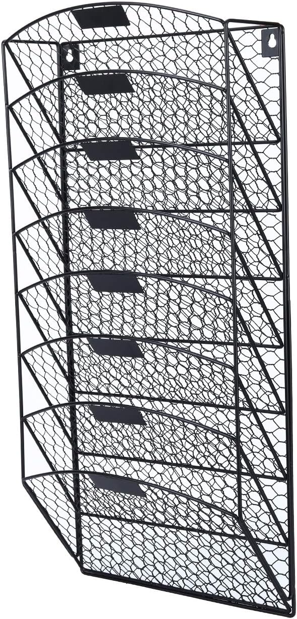 TQVAI 3 Tier Wall Hanging File Holder Chicken Wire Wall Mount File Rack Folders, White : Office Products