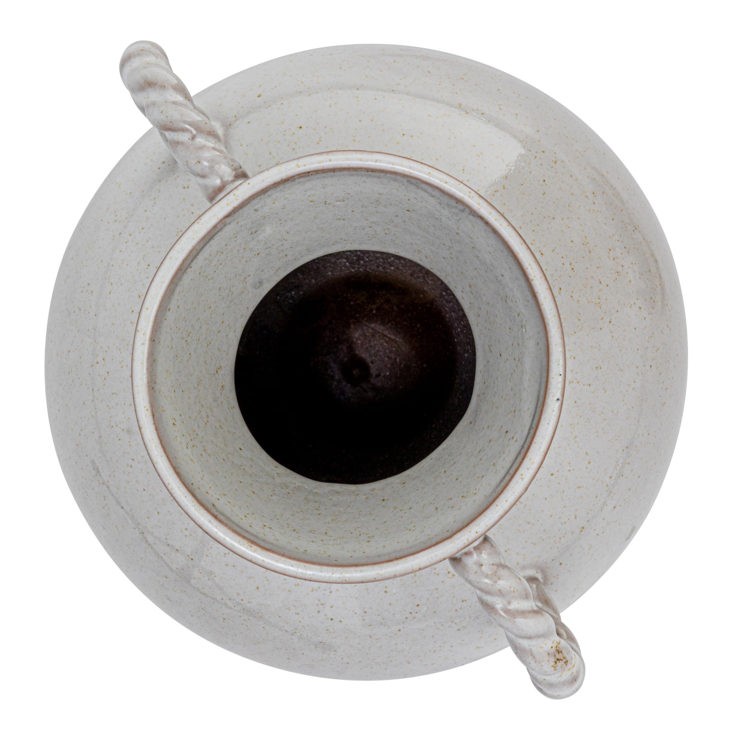 Bloomingville 9.25 Inches Stoneware Vase with Twisted Handles and Reactive Glaze, Cream Color - Image 5