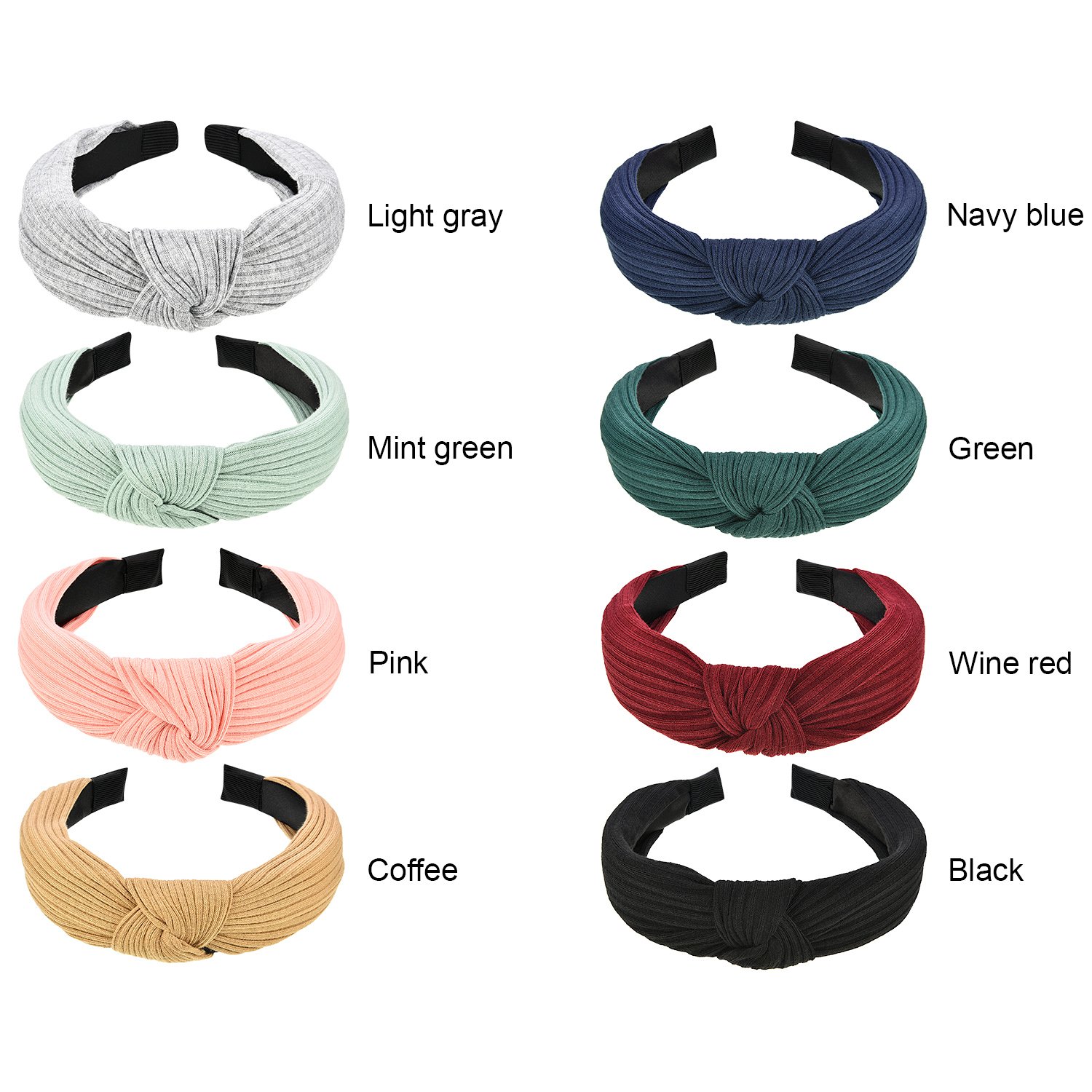 8 Pieces Wide Headbands Knot Turban Headband Hair Band Elastic Hair Accessories for Women and Girls, 8 Colors (Color 1) : Beauty
