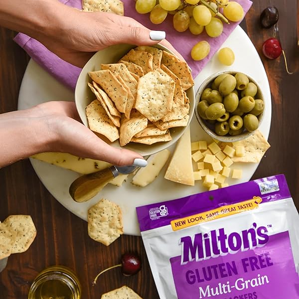 MILTON’S GLUTEN FREE CRACKERS, MULTI-GRAIN – NON-GMO PROJECT VERIFIED, KOSHER, CERTIFIED GLUTEN FREE SNACK, 7 GRAINS IN EVERY BITE – 4.5 OZ