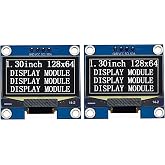 Haldzemo 1.3 inch OLED Display Module I2C IIC 128x64 LCD Screen S H1106 12864 Compatible Arduino (2 Pack, White)