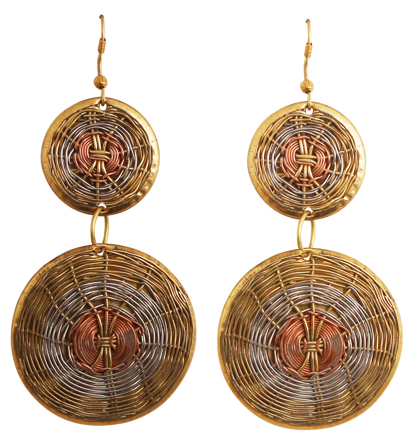 NEW! Touchstone Indian Bollywood Desire Finely Handcrafted Wire Concentric Pretty Look Designer Jewelry Earrings In Antique Gold Silver Copper Tones For Women