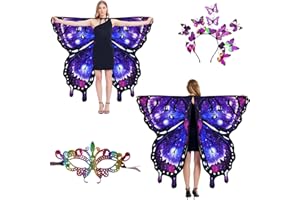 LYL. Ling Halloween Costumes Woman 2024，Double-Sided Butterfly Wings Adults，Butterfly Costume for Women，3PCS Fairy Wings Set.