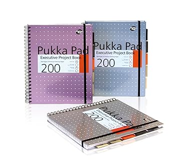 Pukka Pad metallfarbenes Projektbuch, DIN A4, Silber/Pink/Blau, 3 Stück