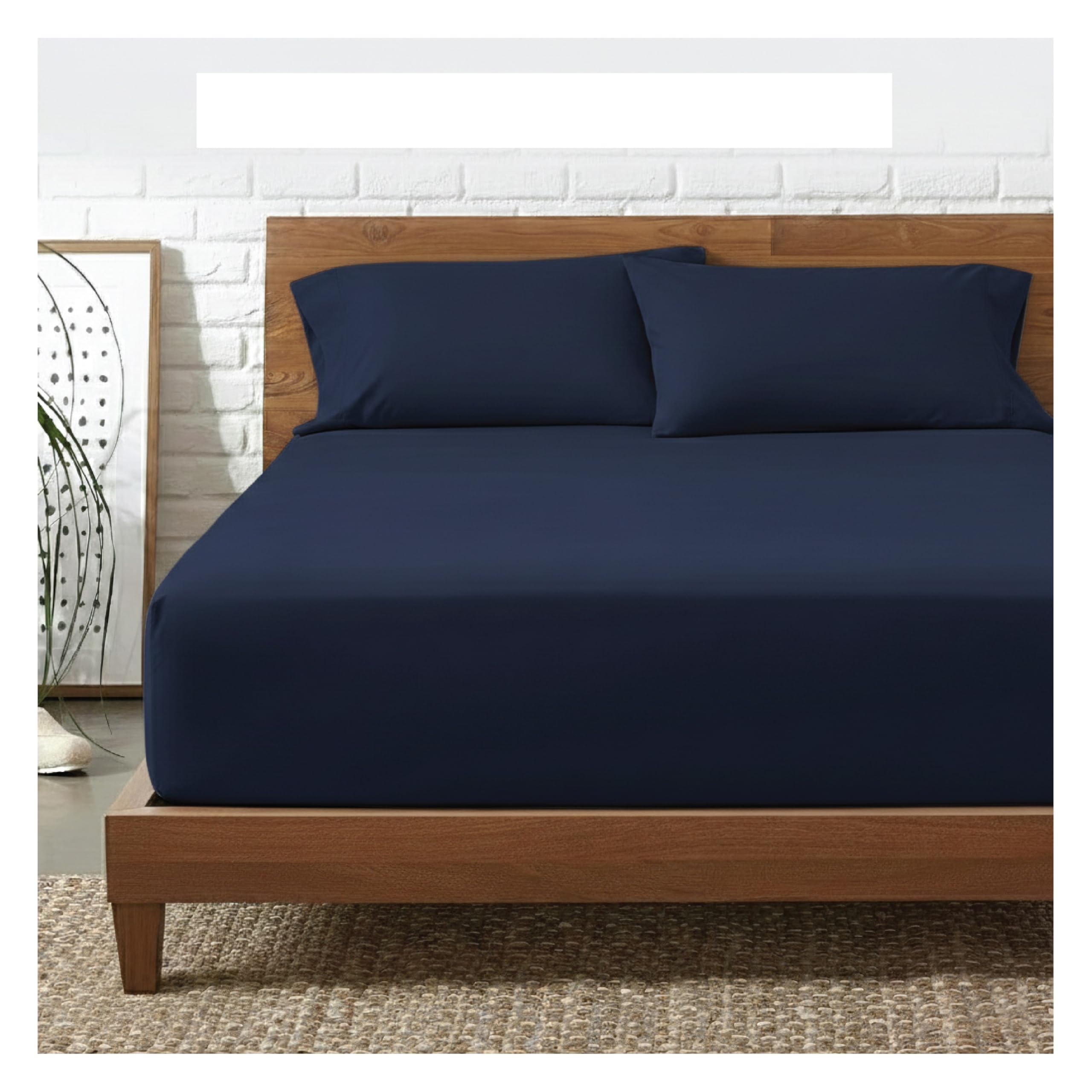 Funky Gadgets Superking Fitted Sheet, Navy Blue- 300 Thread Count 100% Egyptian Cotton Fitted Sheet Deep Pocket 12 Inch (30cm) Bed Sheets, Breathable Bottom Fitted Sheets Super King Size (180 X 200).