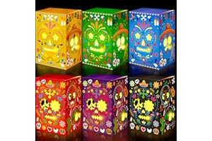 ETERNITY SKY 36PCS Day of The Dead Decorations Sugar Skull Candles Holders Boxes Dia De Los Muertos Altar Ofrenda Decorative Paper Box Decor, 6 Styles