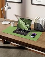 YSAGi Leather Desk Mat Large 80x40 cm Non-Slip Waterproof Leaf Green view 5