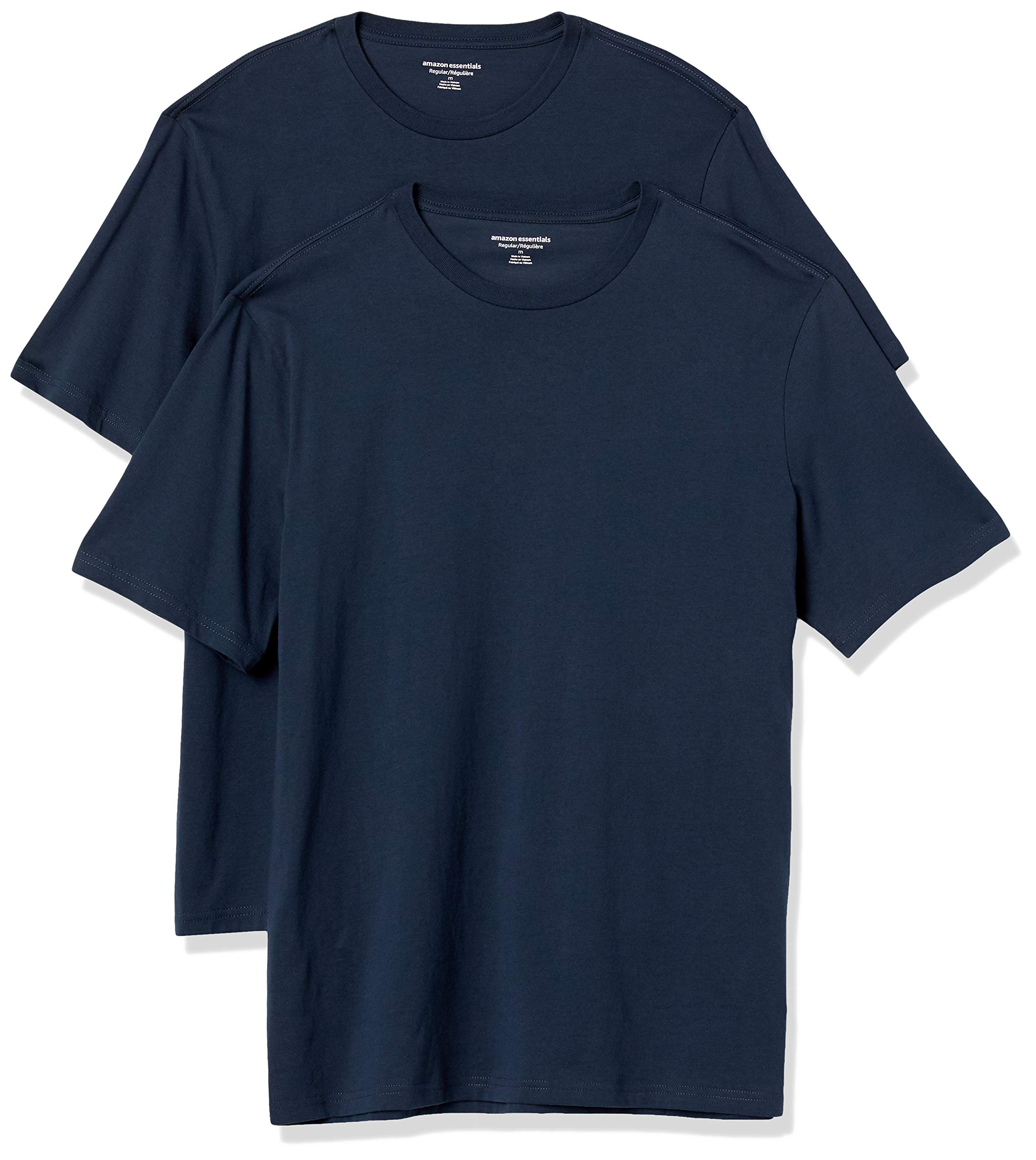 Photo 1 of Amazon Essentials Men's Cotton Regular-Fit Short-Sleeve Crewneck T-Shirt, Pack of 2, Navy, XX-Large Big