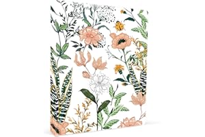 ZAXMEY 3 Ring Binder 1 Inch Ring, Fashion Design Binder for School, Home, Students, Women, Cute Custom Pattern with Hold Letter Size Interior Pockets,Flowers