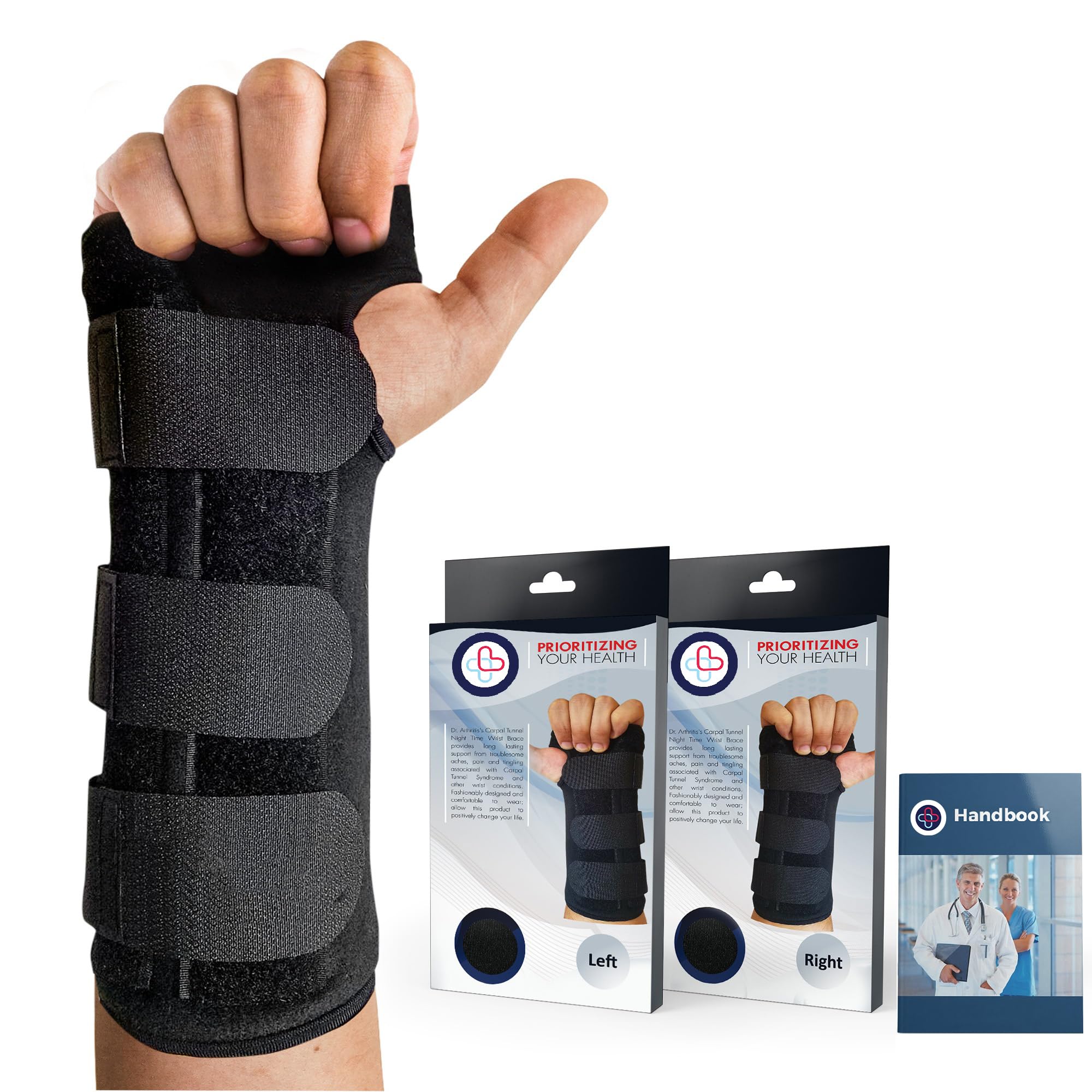 Doctor Developed Wrist Support Right hand & Doctor Handbook - Wrist Brace Right Hand - Hand Splint for Carpal Tunnel, Wrist pain, Arthritis — image 1