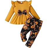 LKUSJMIS Toddler Baby Girl Clothes Fall Winter Outfits Infant Ruffle Long Sleeve Shirts Pants Cute Girls Clothing Set