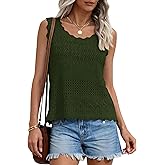PRETTYGARDEN Womens Crochet Tank Tops 2026 Summer Spring Boho Sleeveless Cute Knit Sweater Vest Trendy Beach Vacation Clothes