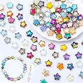 200 Pcs Star Beads Glass Beads Bedazzling Glass Bead for Jewelry Making Star Charms for Bracelets 8mm Loose Spacer Bead for Crafts Making