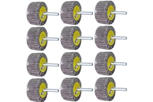 M-jump 12 Pcs 2”X 1” X1/4” Flap Wheels Set –3 pcs Of Each 40 60 80 and 120 Grits Aluminum Oxide for Remove Rust and Weld Burr – 1/4 Shank Fits All Drills