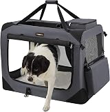 Feandrea Foldable Pet Carrier Bag Large Soft Sided Travel Crate Grey