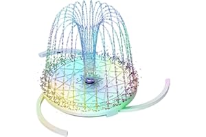 AMZtime USB Power Fountain Pump with Light, Bird Bath Fountain, Remote Control& 8 Nozzles Pond Fountain, Water Fountain Pump for Birdbath, Garden, Pond, Pool, Outdoor and Indoor