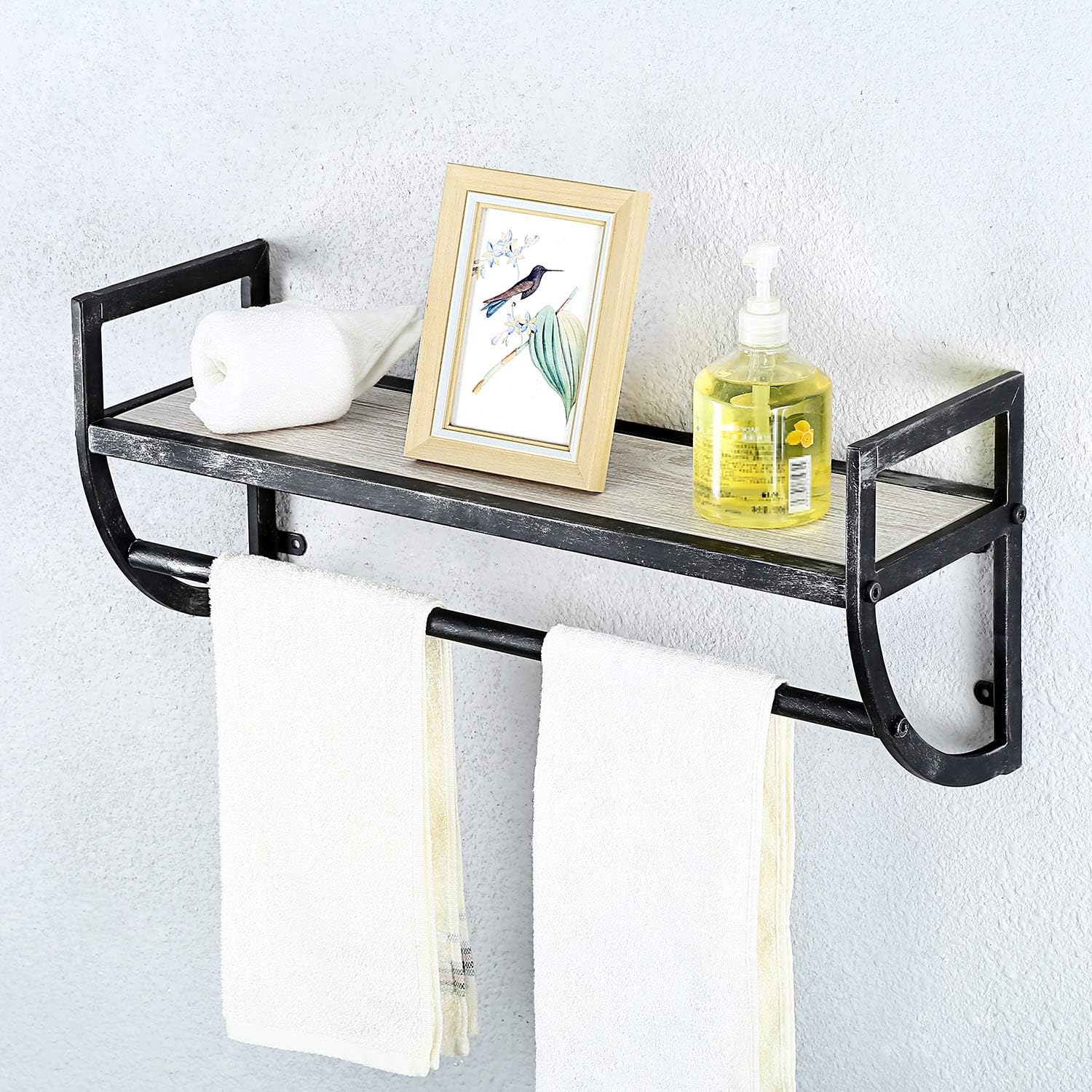 Floating Wall Shelves with Towel Bar,Towel Racks for Bathroom: Kitchen & Dining