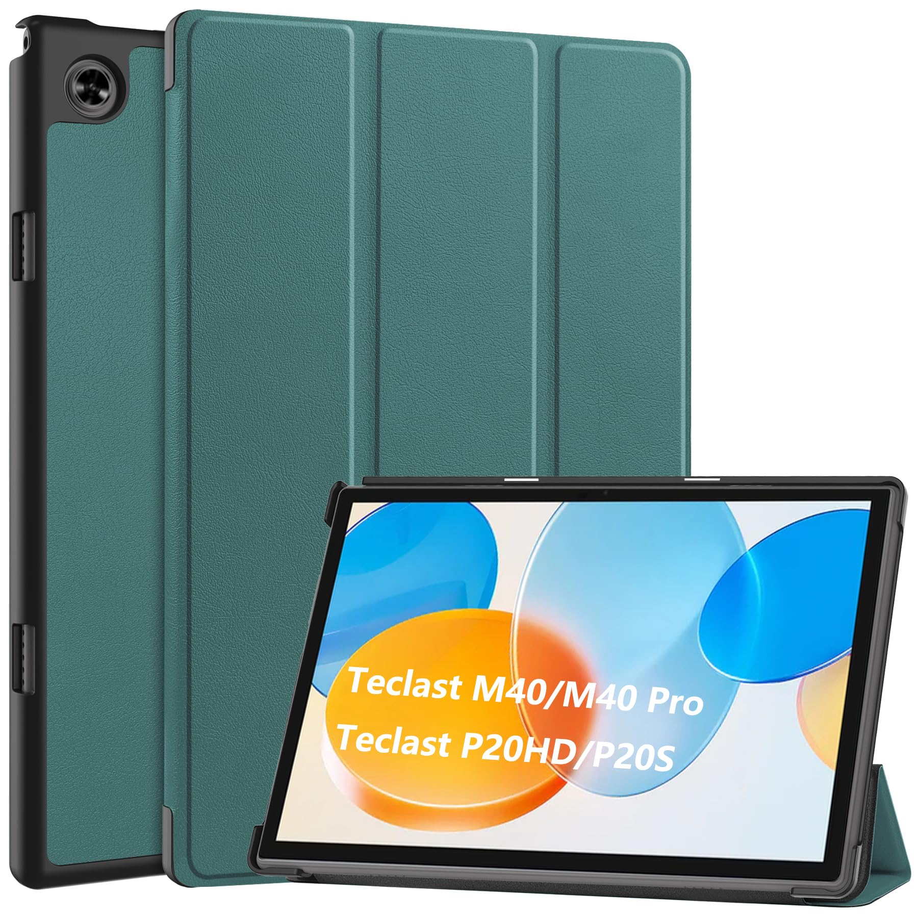 Dlahaby Case for Teclast P20HD / P20S / M40 Pro,Slim Smart Shell with Stand Function Flip Cover for Teclast M40Pro / Teclast P20S / Teclast P20HD 10.1-Inch Tablet,Dark Green