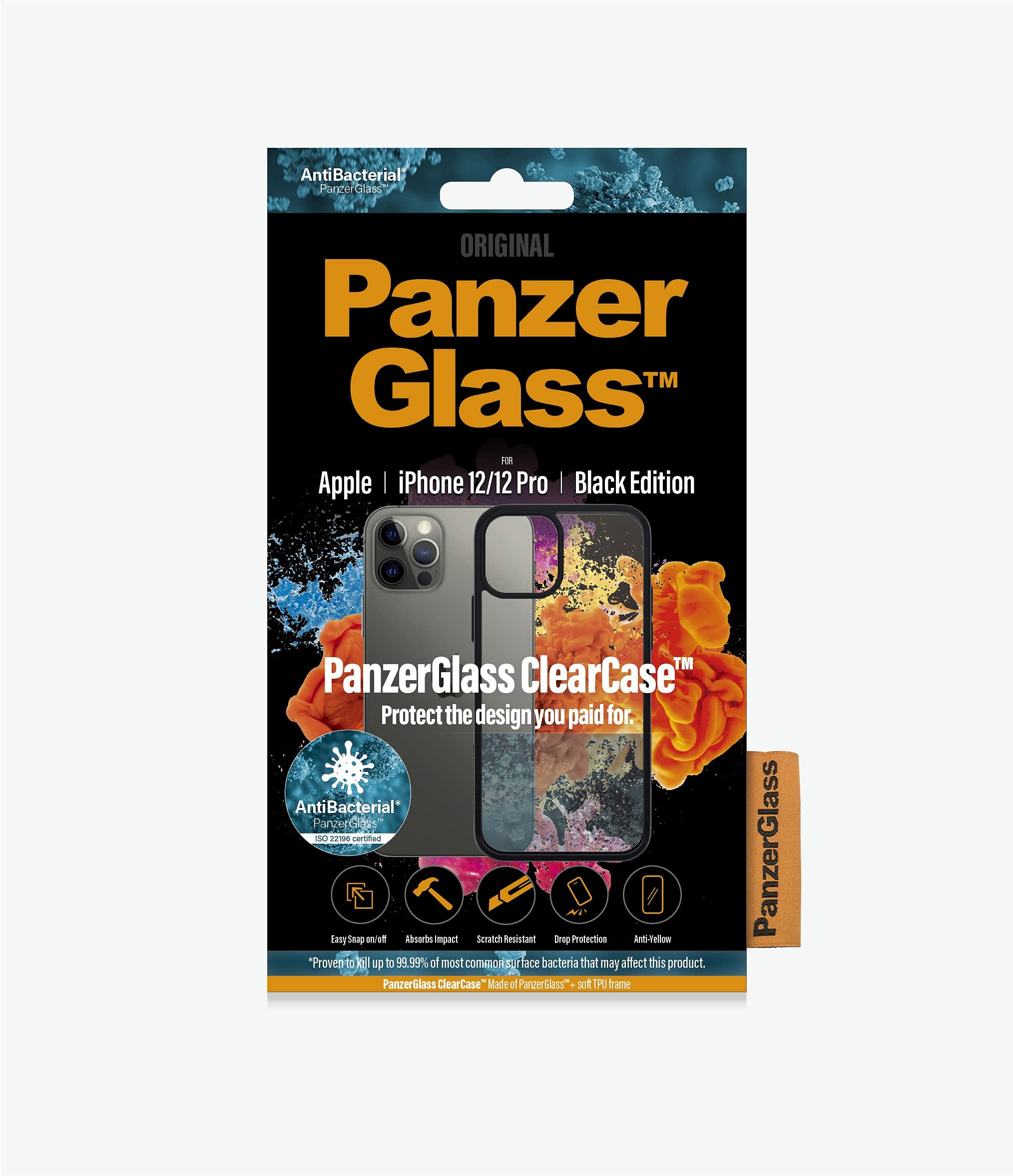 PanzerGlass Clear Protective Phone Case with Black Edge for Apple iPhone 12 and for Apple iPhone 12 Pro