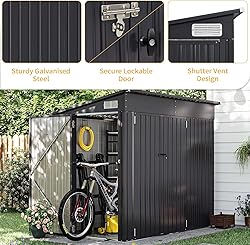 Aoxun 4' x 8' Shed Outdoor Storage Shed with Triple