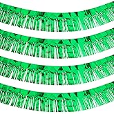 WILLBOND 4 Packs 40 Feet Fringe Garland Foil Fringe Garland Metallic Tinsel Foil St. Patrick's Day Hanging Banner for Wedding Birthday Parties Holiday Decorations Graduation