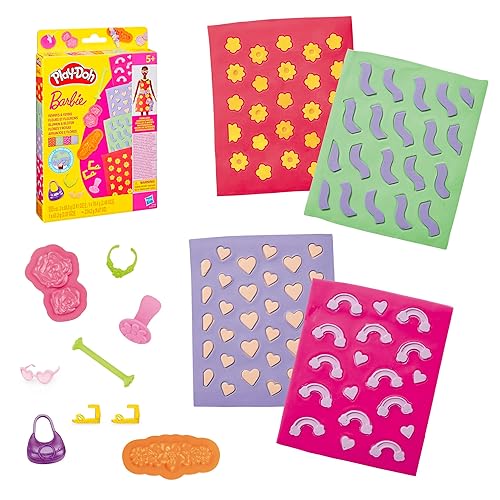 Play-Doh Barbie Flowers and Florals Accessory Pack, 4 Refill Pattern Sheets of Modeling Compound, 8 Fashion Accessories, Kids Arts and Crafts for Ages 5+
