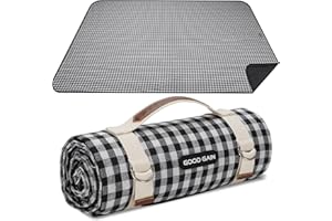 G GOOD GAIN Picnic Outdoor Blankets Waterproof Extra Large - Beach Mat Sand Free Foldable with Carry Strap | Portable Camping Blanket | Park Blanket for Grass Park, Hiking, Travel, Concerts, Indoor (Black)