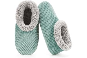 The Metluks Soft Fuzzy Slippers for Women Indoor, Warm Furry House Sock Shoes Fluffy Lined, Bedroom Booties Non-Slip Gripper Soles, Winter Cozy Christmas Gifts