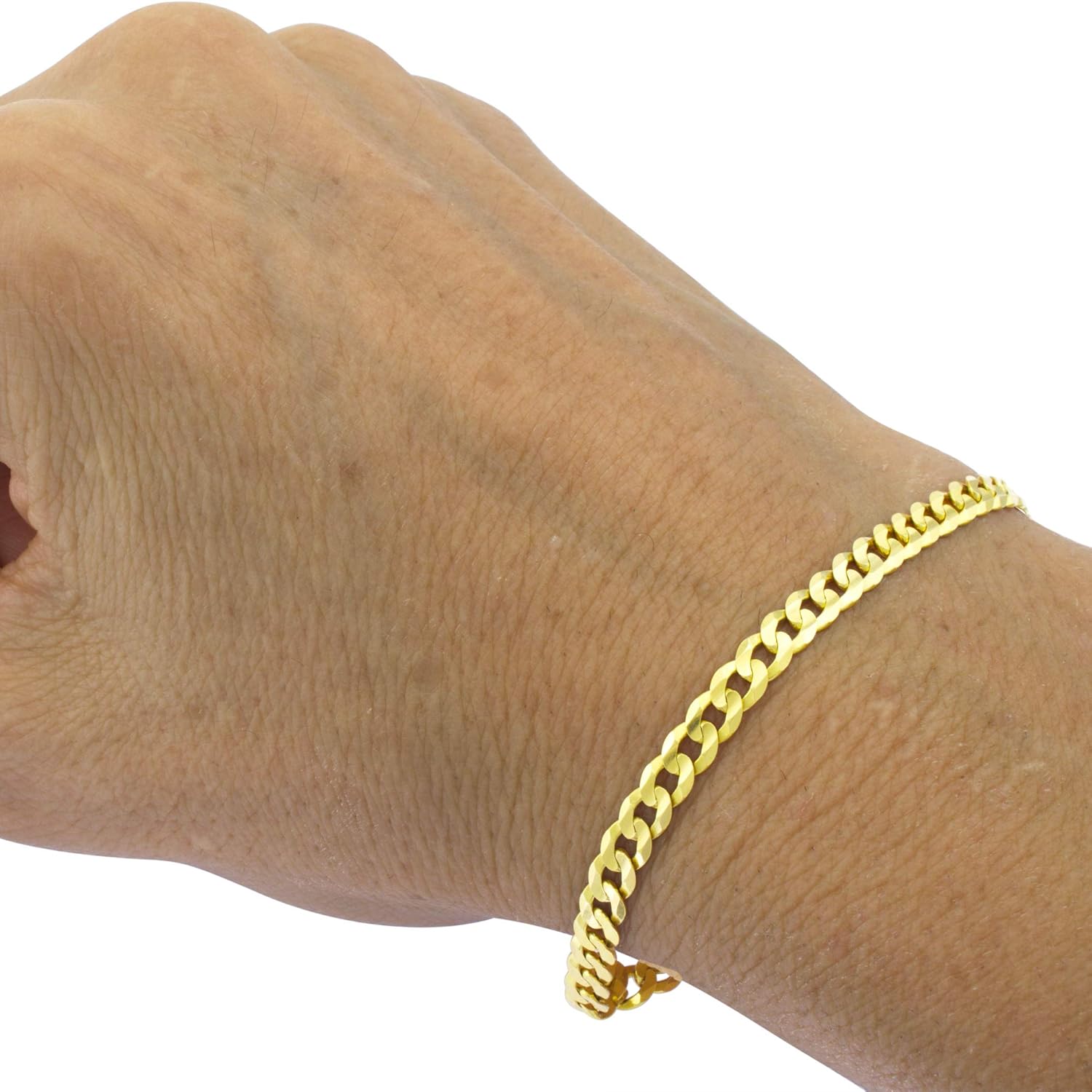 Nuragold 14k Yellow Gold 5mm Solid Cuban Curb Link Chain Bracelet or Anklet, Mens Womens Lobster Lock 8" 8.5" 9": Jewelry