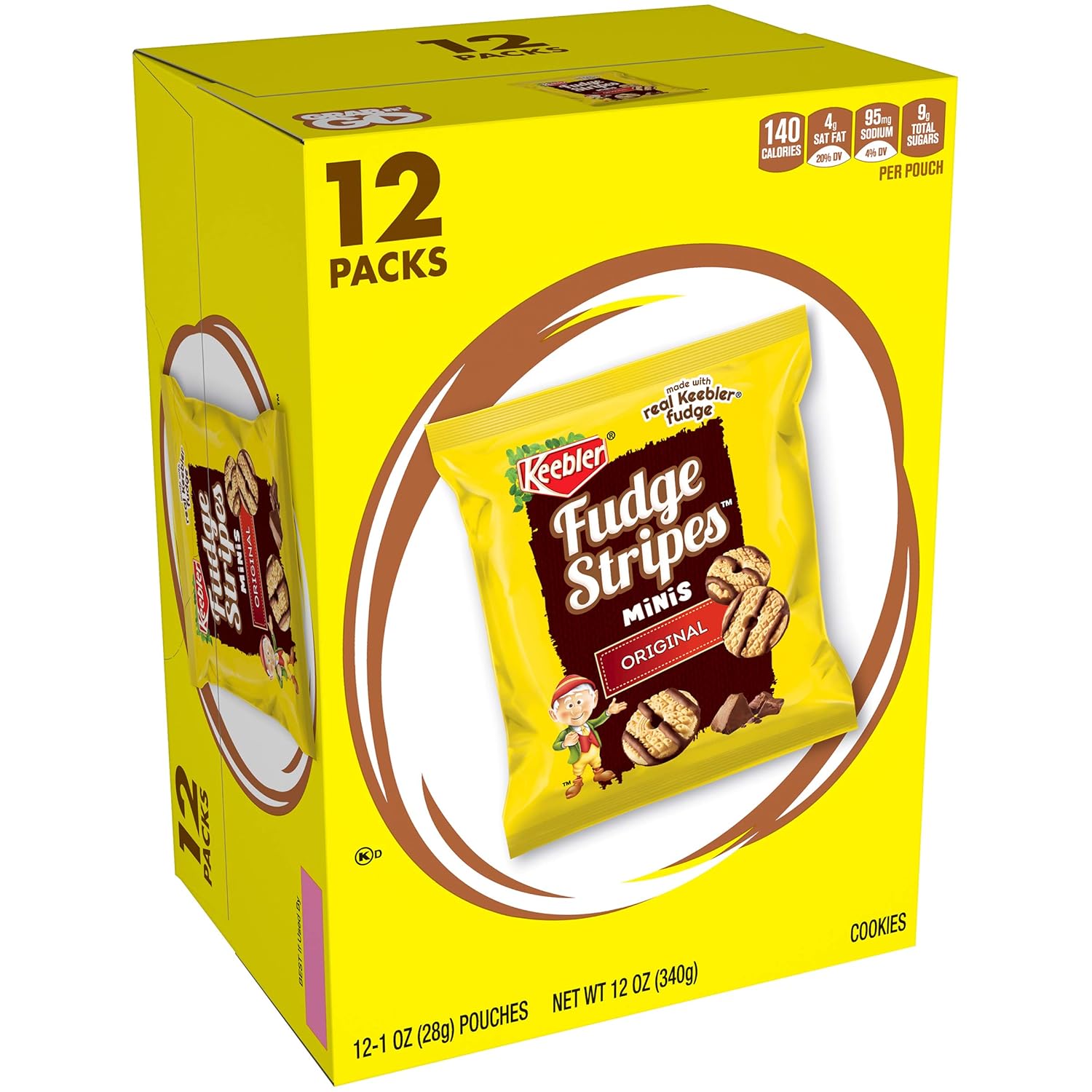Keebler Fudge Stripes Cookies Minis, Original, 12 oz (12 Count)