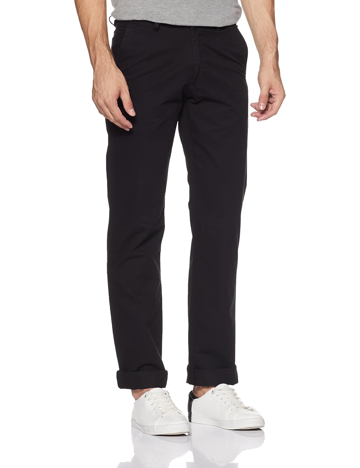 peter england men's slim fit casual trousers