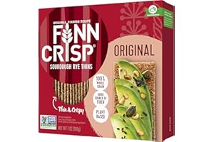 Finn Crisps Original Rye Crispbread 7oz | Thin, Crispy Rye Flatbread Crackers | Authentic Finnish Sourdough Crispbread | Whole Grain Rye Crackers 7 oz Box