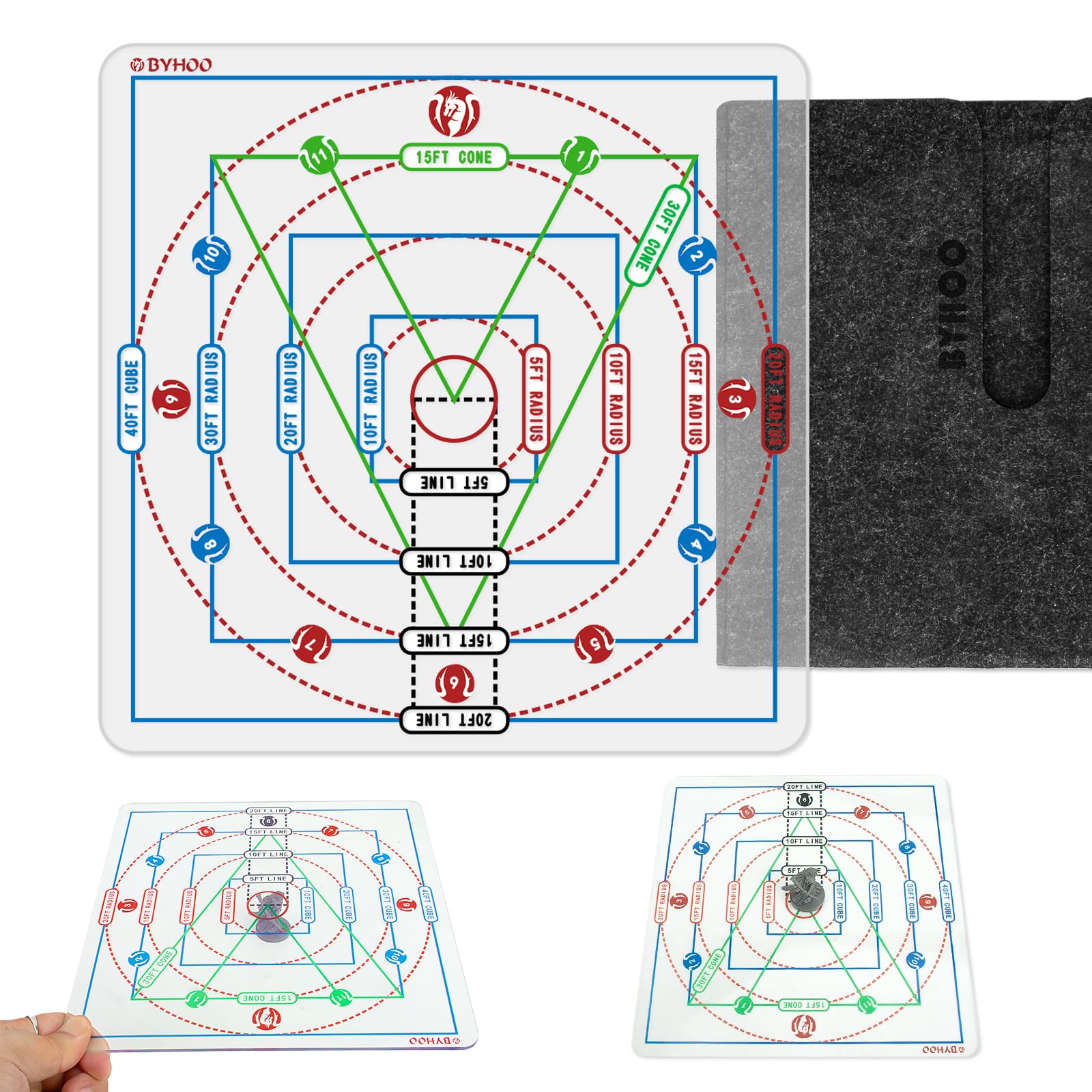 Byhoo Spell AOE Damage Template Upgraded, Acrylic Area Effect Marker for DND 5e 3e Pathfinder and More Tabletop RPG, Ideal Game Accessories for Dungeon Master and D&D Fans