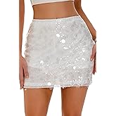 GUANYY Women's Sequin Skirt Stretchy Bodycon Mini Sexy Sparkly Skort Glitter Shiny Night Out Party Skirt