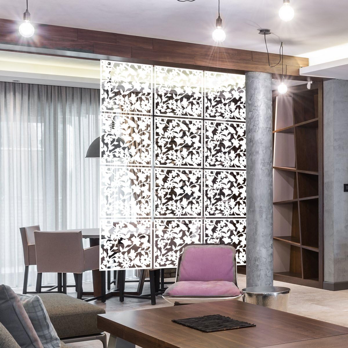 LRZCGB Hanging Room Divider,12pcs PVC Hanging Screen Panel for Decorating Living,Dining,Study and Sitting-room,Hotel and Bar(12 - Image 3