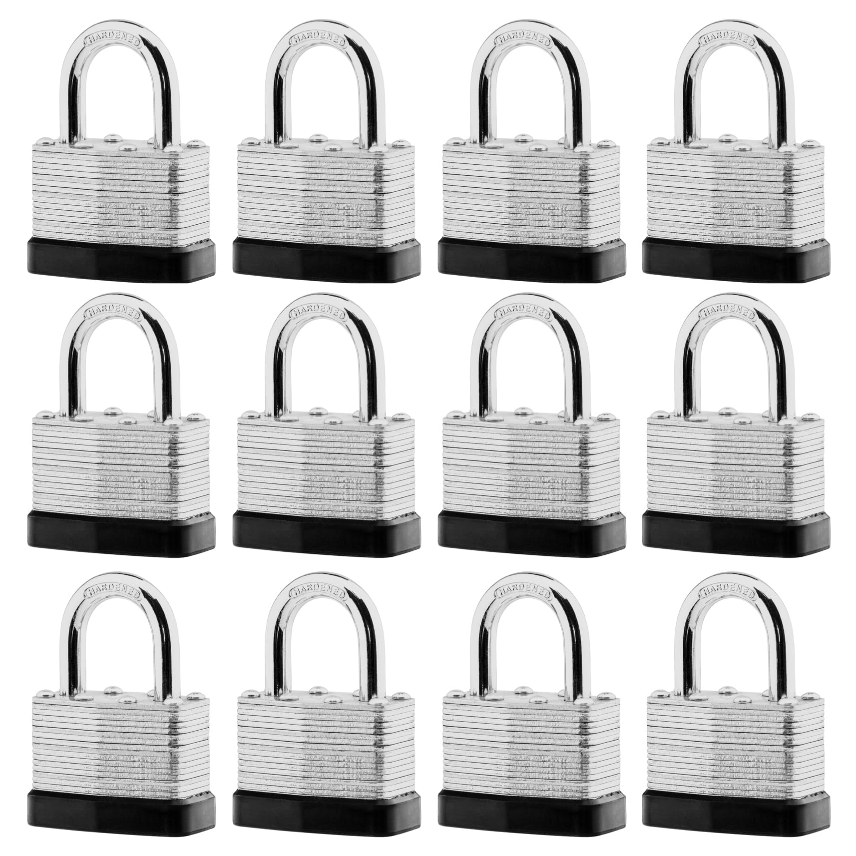 SafiSwords 12-Pack Keyed Alike Laminated Steel Padlocks Keys, KA#5313, 1-3/4" Wide, Heavy Duty Pad Lock Set with Same Keys