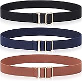Kajeer Kids Belt for Girls,3 Pack Stretch Belts Invisible Adjustable Gold Buckle Toddler Youth Belt for Uniform Casual